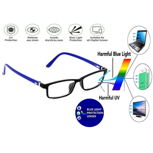 Zero power computer glasses with blue cut lens for men