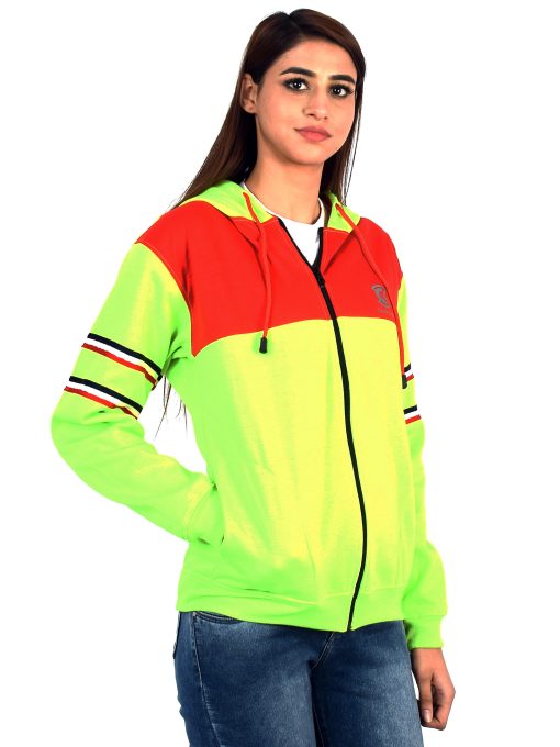 Stay on-trend with this stylish hoodie jacket for women. Featuring a convenient zipper closure