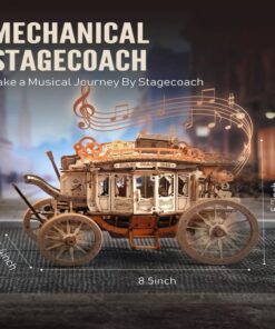 Alternative view of Robotime Rokr Stagecoach Music Box 3D Wooden Puzzle For Adults Birthday Anniversary Day Gift Hobby STEM Kits Model Easy To Build