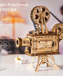 ROKR 3D Wooden Puzzles Vitascope Mechanical Building Kits Movie Projector Toys