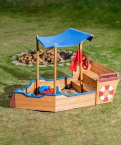 Wooden Sandbox With Storage Platform And Seat For Children Outdoors