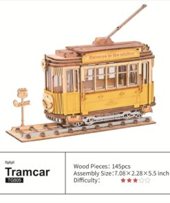 Alternative view of ROBOTIME 3D Puzzle Tram Car Wooden Model Kits For Adult To Build Your Own Laser Cut Jigsaw Building Construction Crafts Kits And Best Birthday Gifts TG505