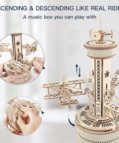 Alternative view of Robotime Rokr 3D Wooden Puzzles For Adults DIY Musical Box Model Kit To Build Self-Assembly Building Kit Airplane- Control Tower