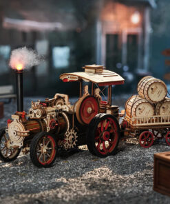 ROKR 3D Wooden Puzzle Car Model Steam Engine Mechanical Teens Kids Birthday Gift